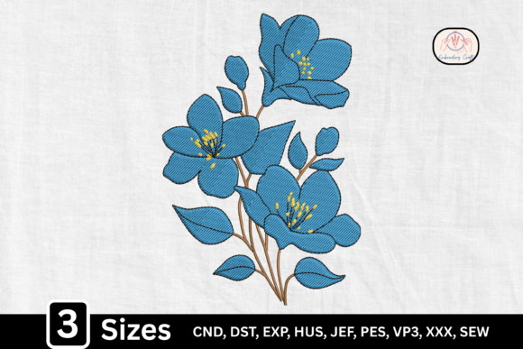 Blue Floral Bouquet: A Timeless Embroidery Design for Boutique Apparel