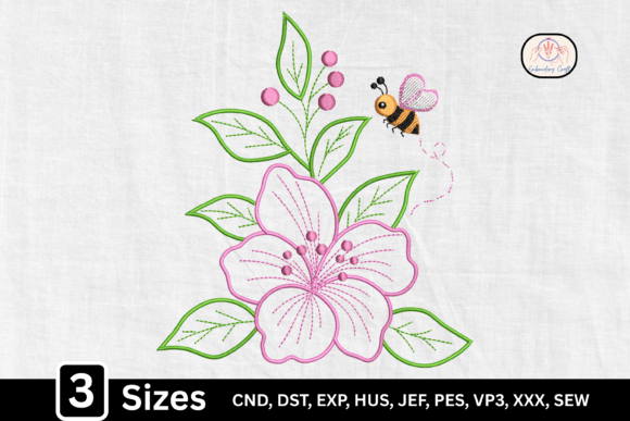 Cute Spring Flower Bee Embroidery Design Review