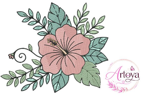 Elegant Hibiscus Embroidery Design for Craft Fair Success