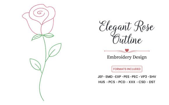 Elegant Rose Outline Embroidery Design: A Timeless Touch for Handmade Gifts