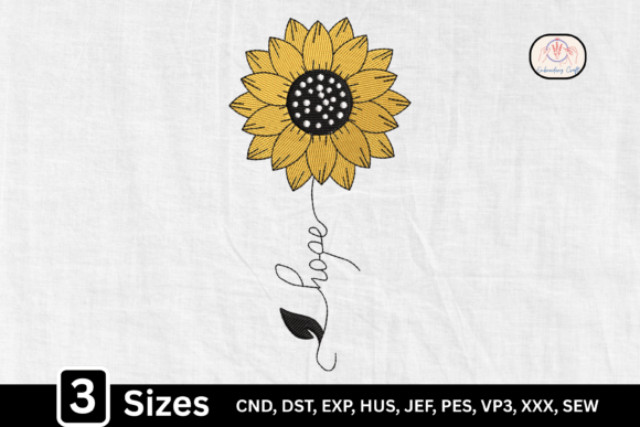 Floral Line Art Sunflower for Boutique Sweatshirt Embroidery