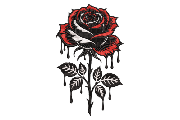 Gothic Dripping Rose: A Darkly Elegant Embroidery Design for Real Projects