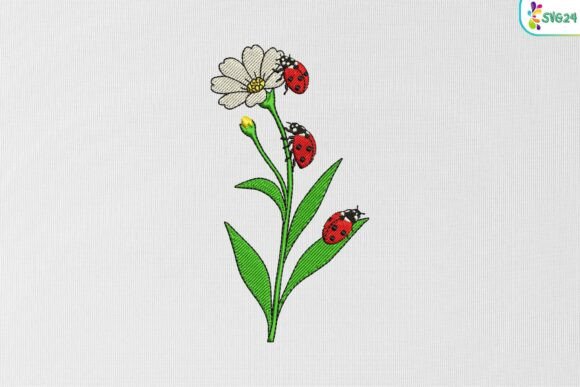 Ladybugs and Wildflower: A Delightful Embroidery Design for Your Shop
