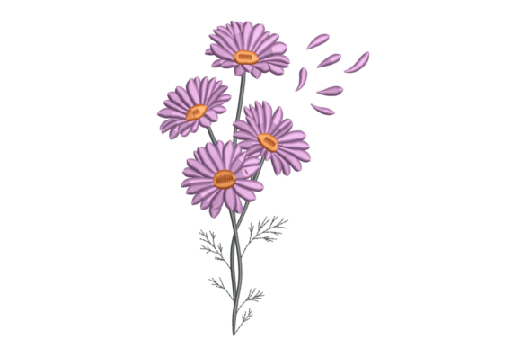 Lilac Daisy Spray with Falling Petals: A Design Review for Business Use