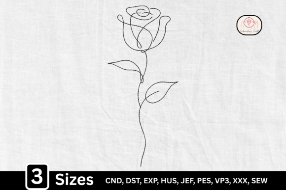 Minimalist Line Art Single Rose Review for Apparel Embroidery