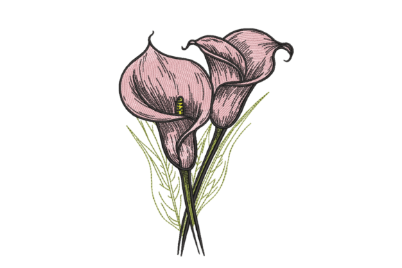 Pink Calla Lily Duo: A Versatile Embroidery Design for Boutique Apparel