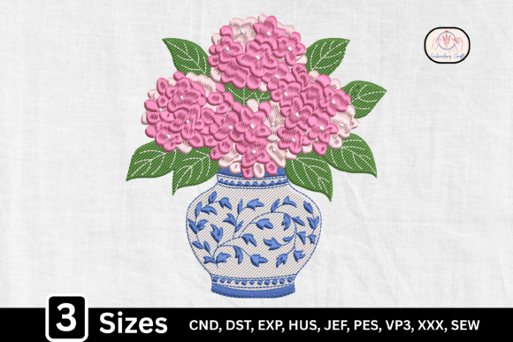 Pink Floral Bouquet Hydrangea Vase Review for Embroidery Projects
