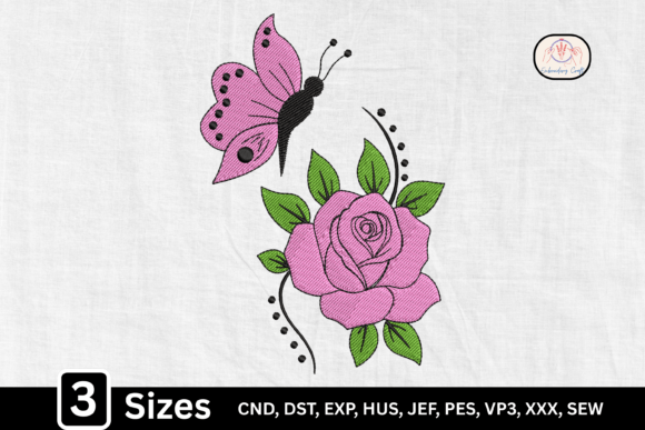Pink Floral Butterfly Rose: A Seasonal Embroidery Must-Have