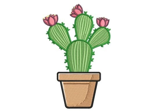 Potted Prickly Pear Cactus Embroidery Design Review