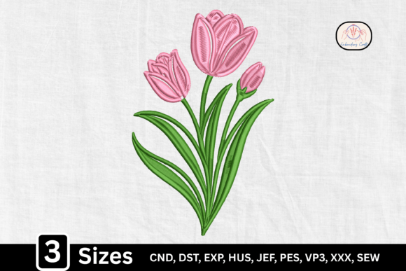 Spring Floral Bouquet Pink Tulip Embroidery Design Review