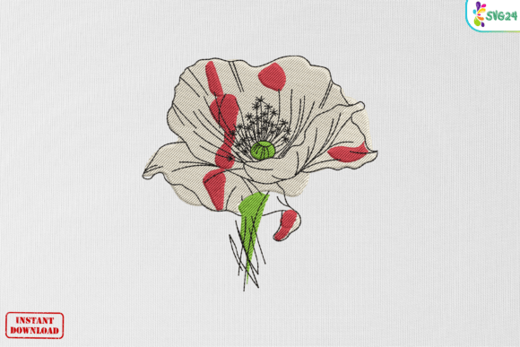 Vintage Poppy Bloom Adds Timeless Charm to Embroidery