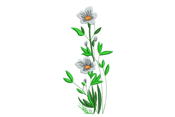 White Wildflower Stem Embroidery Design Review