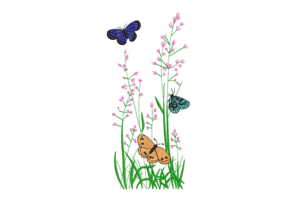 Wildflower Meadow Butterflies for Sweatshirt Embroidery